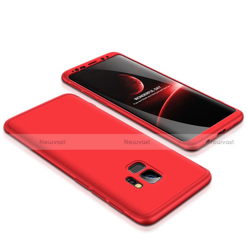 Hard Rigid Plastic Matte Finish Front and Back Cover Case 360 Degrees for Samsung Galaxy S9 Red