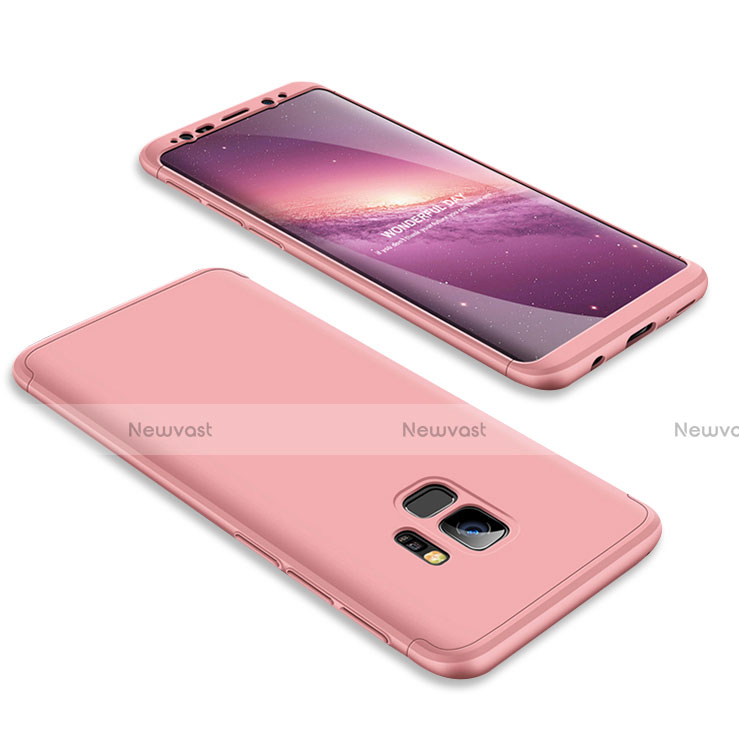 Hard Rigid Plastic Matte Finish Front and Back Cover Case 360 Degrees for Samsung Galaxy S9 Rose Gold