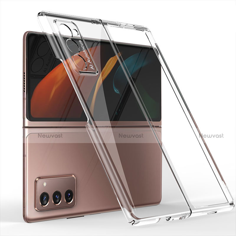 Hard Rigid Plastic Matte Finish Front and Back Cover Case 360 Degrees for Samsung Galaxy Z Fold2 5G Clear