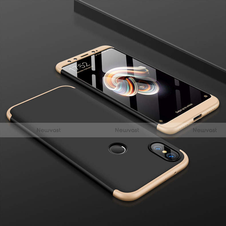Hard Rigid Plastic Matte Finish Front and Back Cover Case 360 Degrees for Xiaomi Mi 6X Gold and Black