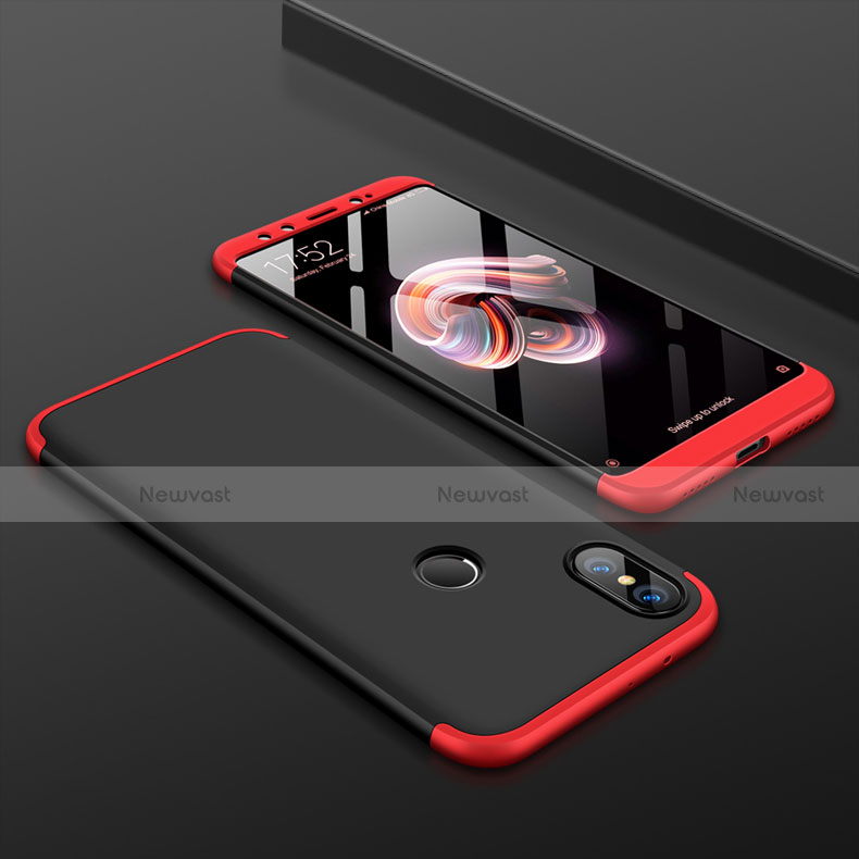 Hard Rigid Plastic Matte Finish Front and Back Cover Case 360 Degrees for Xiaomi Mi 6X Red and Black