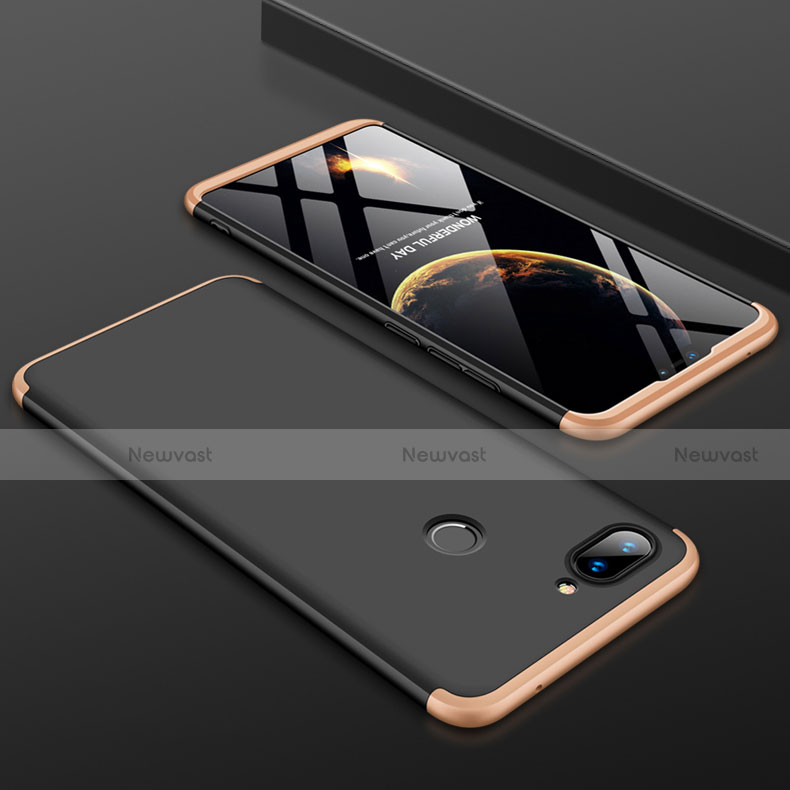 Hard Rigid Plastic Matte Finish Front and Back Cover Case 360 Degrees for Xiaomi Mi 8 Lite Gold and Black