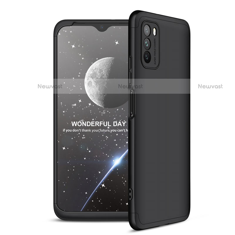 Hard Rigid Plastic Matte Finish Front and Back Cover Case 360 Degrees for Xiaomi Poco M3 Black