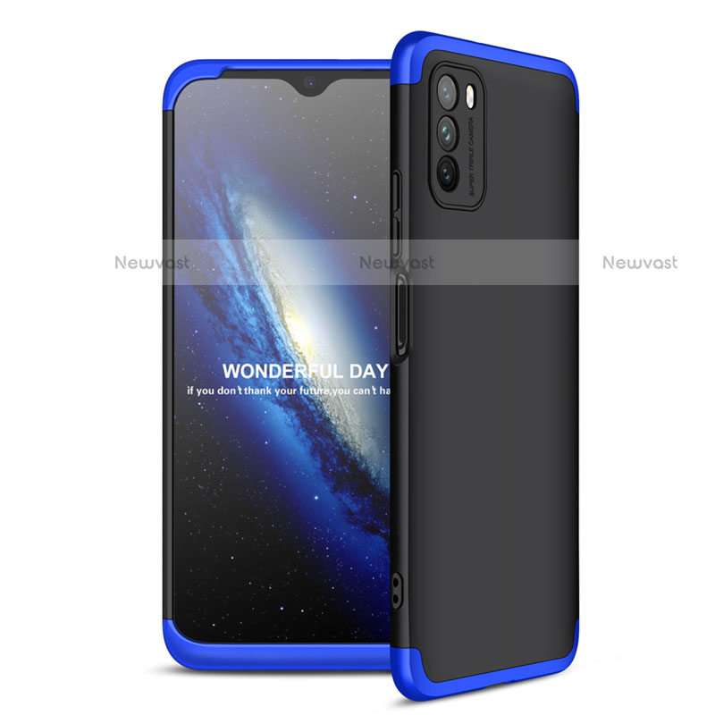 Hard Rigid Plastic Matte Finish Front and Back Cover Case 360 Degrees for Xiaomi Poco M3 Blue and Black