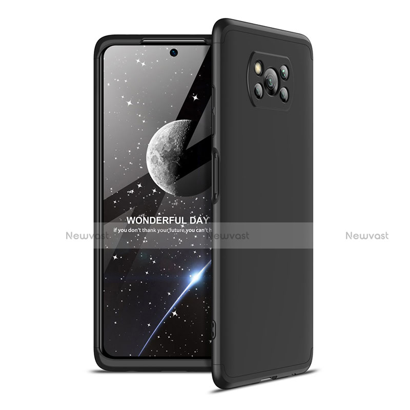 Hard Rigid Plastic Matte Finish Front and Back Cover Case 360 Degrees for Xiaomi Poco X3 NFC Black