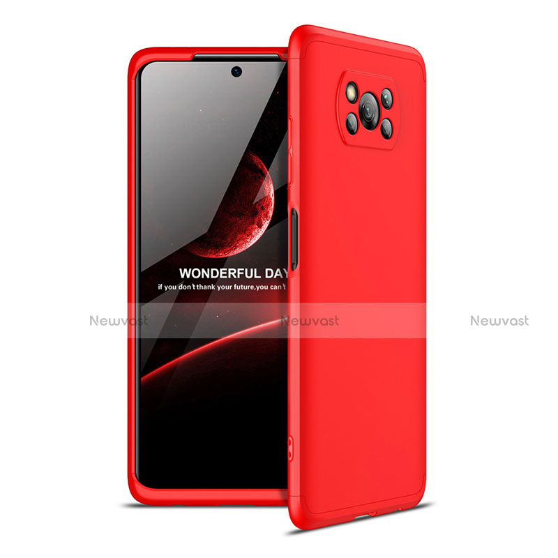 Hard Rigid Plastic Matte Finish Front and Back Cover Case 360 Degrees for Xiaomi Poco X3 NFC Red