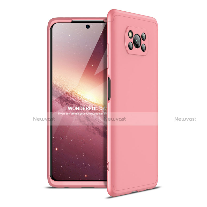 Hard Rigid Plastic Matte Finish Front and Back Cover Case 360 Degrees for Xiaomi Poco X3 NFC Rose Gold