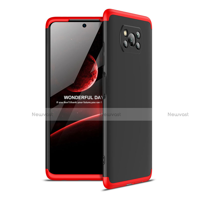 Hard Rigid Plastic Matte Finish Front and Back Cover Case 360 Degrees for Xiaomi Poco X3 Pro Red and Black
