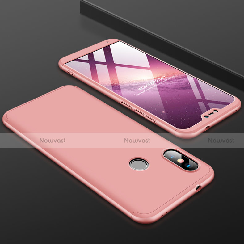 Hard Rigid Plastic Matte Finish Front and Back Cover Case 360 Degrees for Xiaomi Redmi 6 Pro Rose Gold