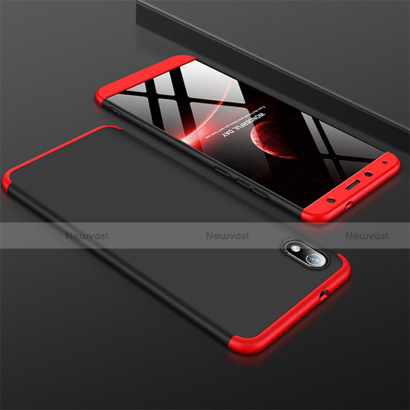Hard Rigid Plastic Matte Finish Front and Back Cover Case 360 Degrees for Xiaomi Redmi 7A Red and Black