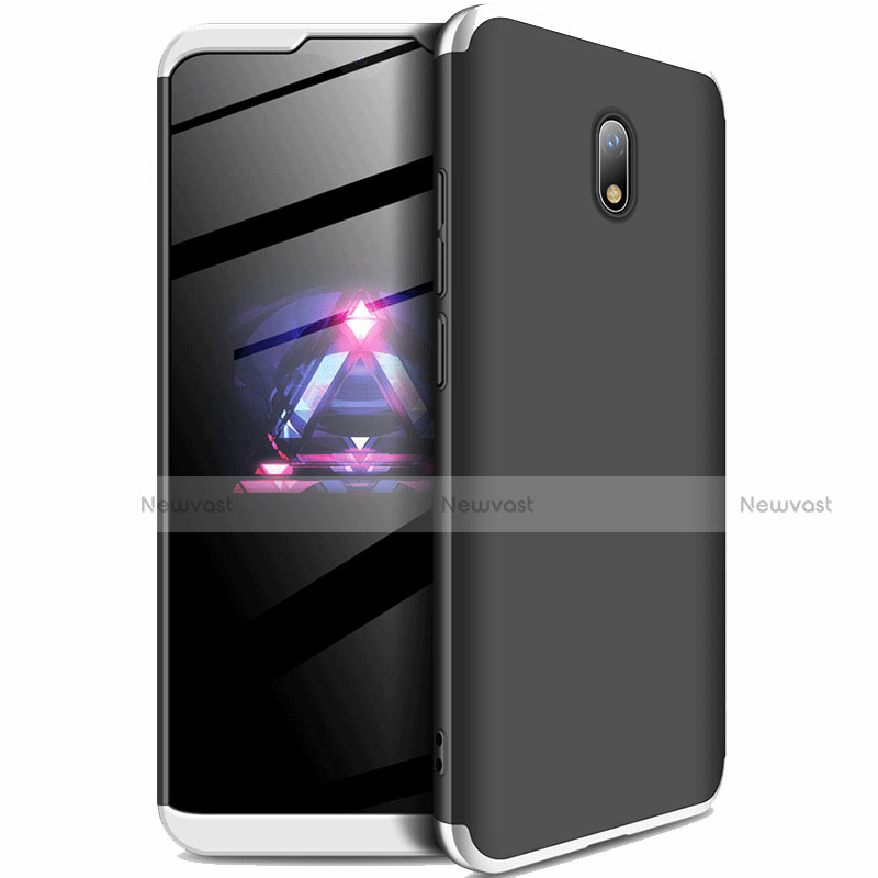Hard Rigid Plastic Matte Finish Front and Back Cover Case 360 Degrees for Xiaomi Redmi 8A Silver and Black