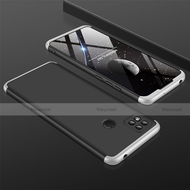 Hard Rigid Plastic Matte Finish Front and Back Cover Case 360 Degrees for Xiaomi Redmi 9 India Silver and Black