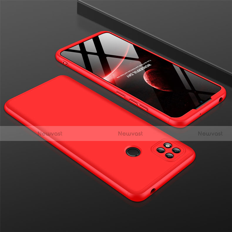 Hard Rigid Plastic Matte Finish Front and Back Cover Case 360 Degrees for Xiaomi Redmi 9C NFC Red