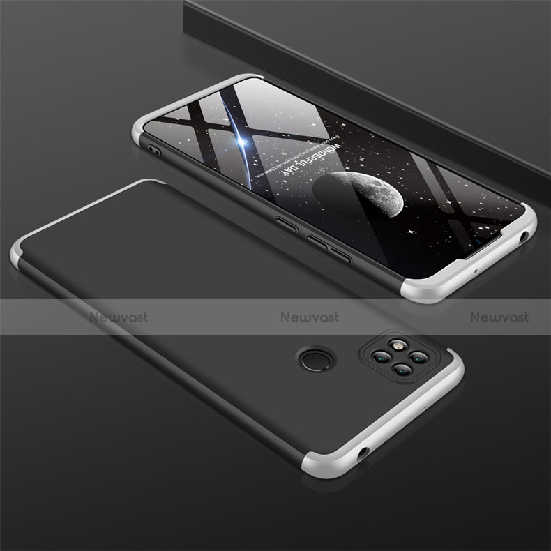 Hard Rigid Plastic Matte Finish Front and Back Cover Case 360 Degrees for Xiaomi Redmi 9C NFC Silver and Black