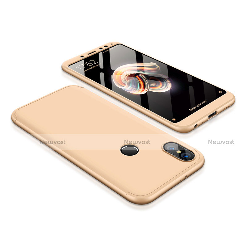 Hard Rigid Plastic Matte Finish Front and Back Cover Case 360 Degrees for Xiaomi Redmi Note 5 Gold