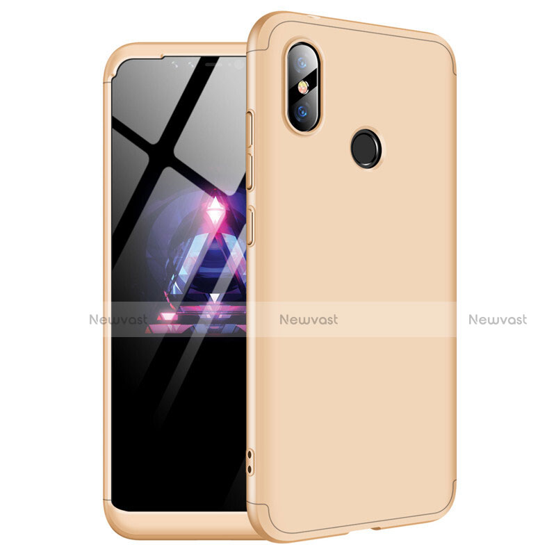 Hard Rigid Plastic Matte Finish Front and Back Cover Case 360 Degrees for Xiaomi Redmi Note 6 Pro Gold