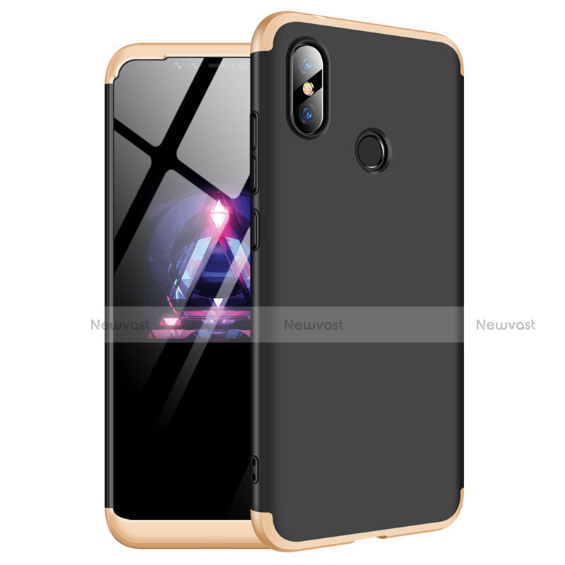 Hard Rigid Plastic Matte Finish Front and Back Cover Case 360 Degrees for Xiaomi Redmi Note 6 Pro Gold and Black