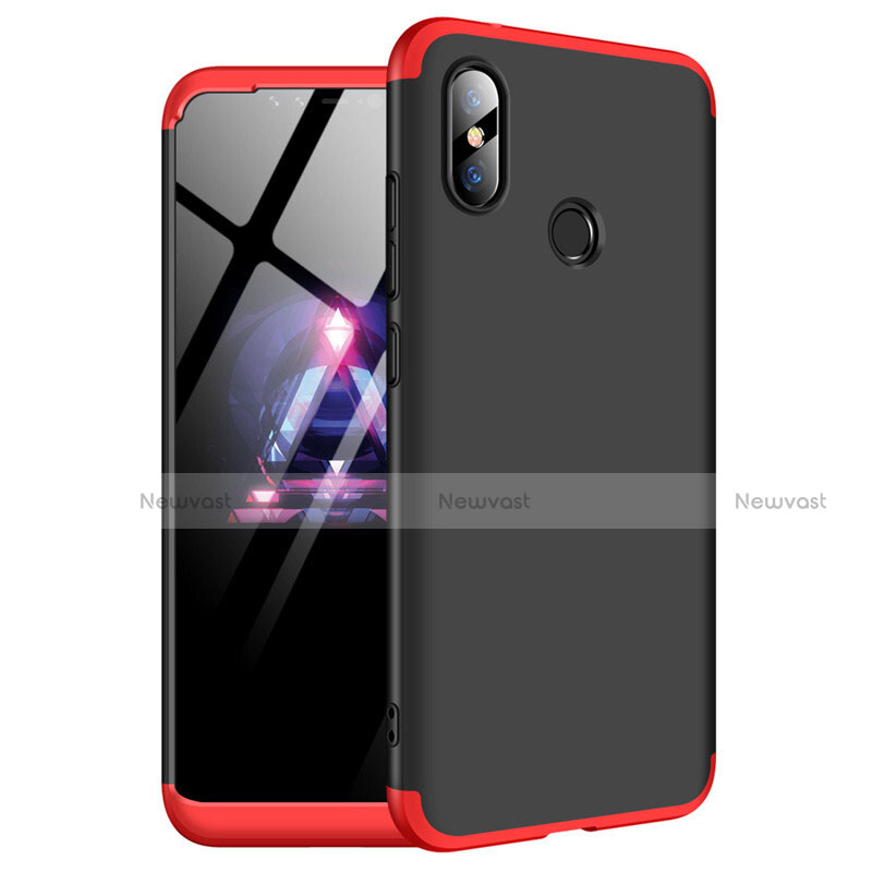 Hard Rigid Plastic Matte Finish Front and Back Cover Case 360 Degrees for Xiaomi Redmi Note 6 Pro Red and Black