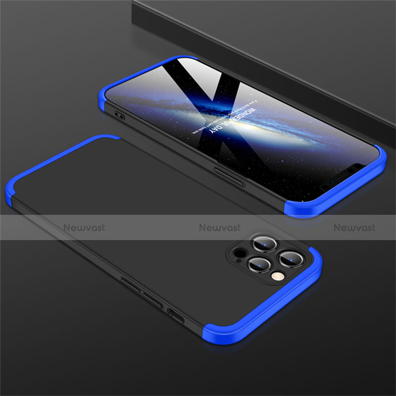 Hard Rigid Plastic Matte Finish Front and Back Cover Case 360 Degrees M01 for Apple iPhone 12 Pro Max Blue and Black