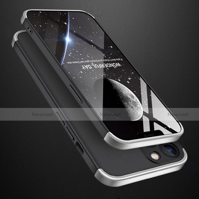 Hard Rigid Plastic Matte Finish Front and Back Cover Case 360 Degrees M01 for Apple iPhone 13 Pro Max Silver and Black