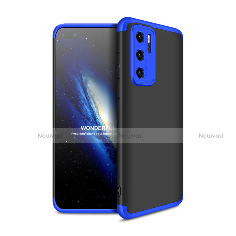 Hard Rigid Plastic Matte Finish Front and Back Cover Case 360 Degrees M01 for Huawei P40 Blue and Black