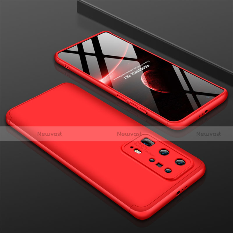 Hard Rigid Plastic Matte Finish Front and Back Cover Case 360 Degrees M01 for Huawei P40 Pro+ Plus Red