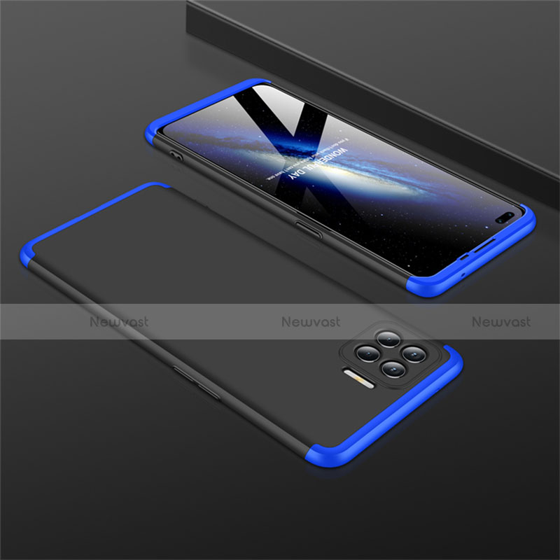 Hard Rigid Plastic Matte Finish Front and Back Cover Case 360 Degrees M01 for Oppo A93 Blue and Black