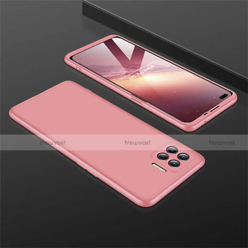 Hard Rigid Plastic Matte Finish Front and Back Cover Case 360 Degrees M01 for Oppo F17 Pro Rose Gold