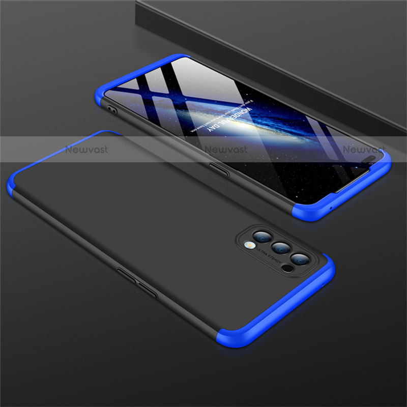 Hard Rigid Plastic Matte Finish Front and Back Cover Case 360 Degrees M01 for Oppo Reno4 4G Blue and Black