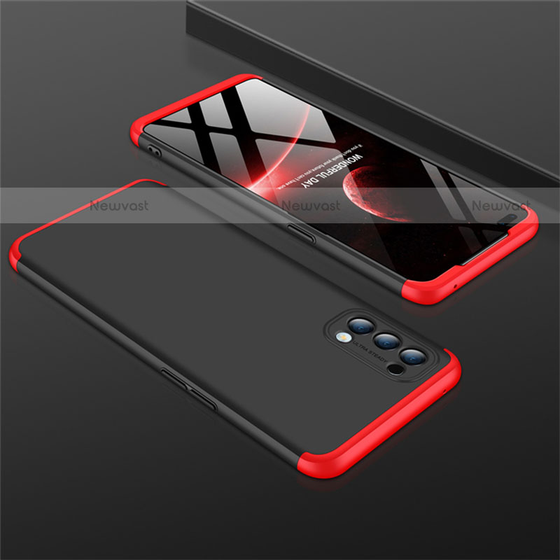 Hard Rigid Plastic Matte Finish Front and Back Cover Case 360 Degrees M01 for Oppo Reno4 4G Red and Black