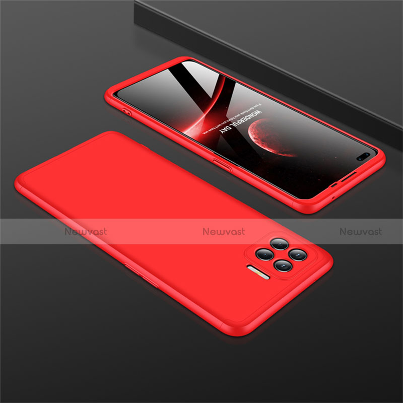 Hard Rigid Plastic Matte Finish Front and Back Cover Case 360 Degrees M01 for Oppo Reno4 F Red