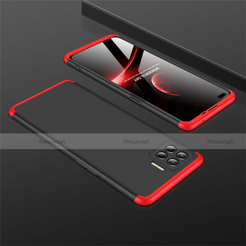 Hard Rigid Plastic Matte Finish Front and Back Cover Case 360 Degrees M01 for Oppo Reno4 F Red and Black
