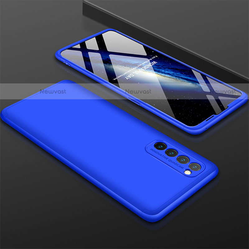 Hard Rigid Plastic Matte Finish Front and Back Cover Case 360 Degrees M01 for Oppo Reno4 Pro 4G Blue