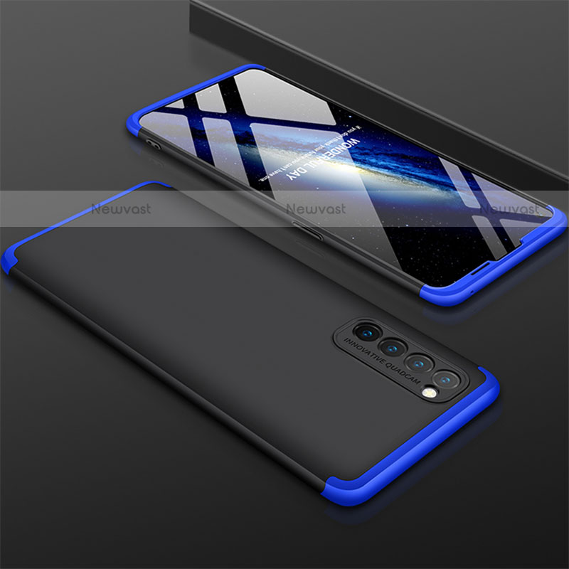 Hard Rigid Plastic Matte Finish Front and Back Cover Case 360 Degrees M01 for Oppo Reno4 Pro 4G Blue and Black