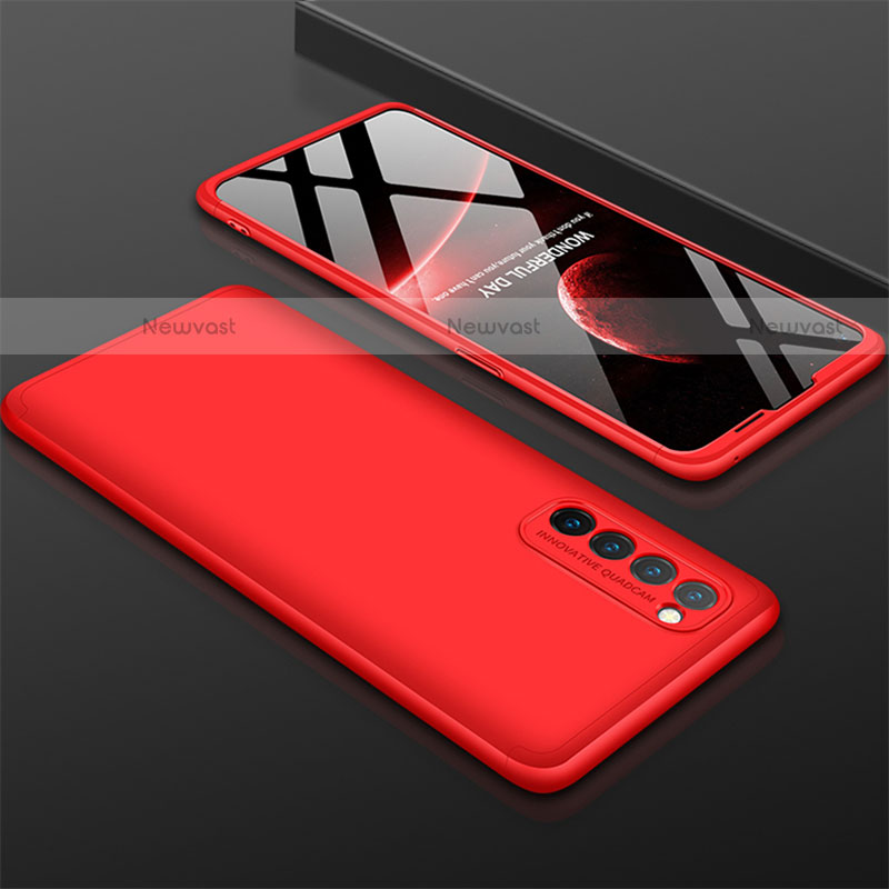 Hard Rigid Plastic Matte Finish Front and Back Cover Case 360 Degrees M01 for Oppo Reno4 Pro 4G Red