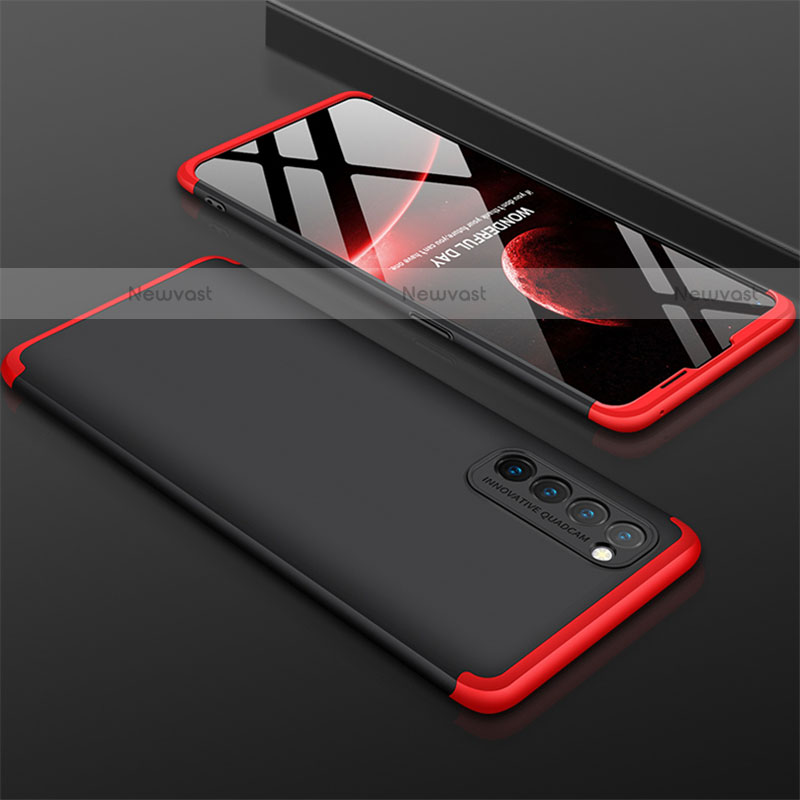 Hard Rigid Plastic Matte Finish Front and Back Cover Case 360 Degrees M01 for Oppo Reno4 Pro 4G Red and Black