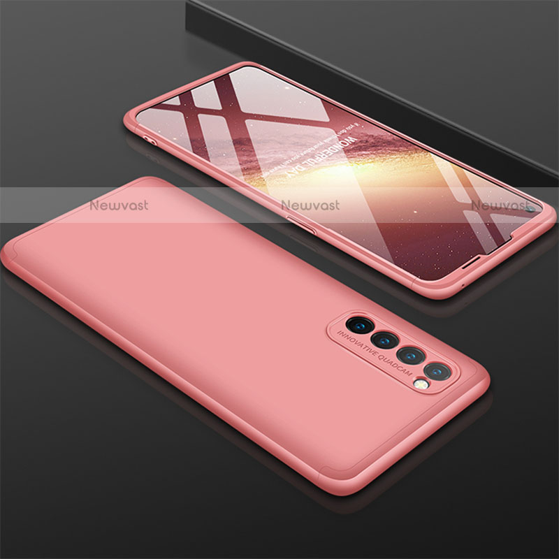 Hard Rigid Plastic Matte Finish Front and Back Cover Case 360 Degrees M01 for Oppo Reno4 Pro 4G Rose Gold