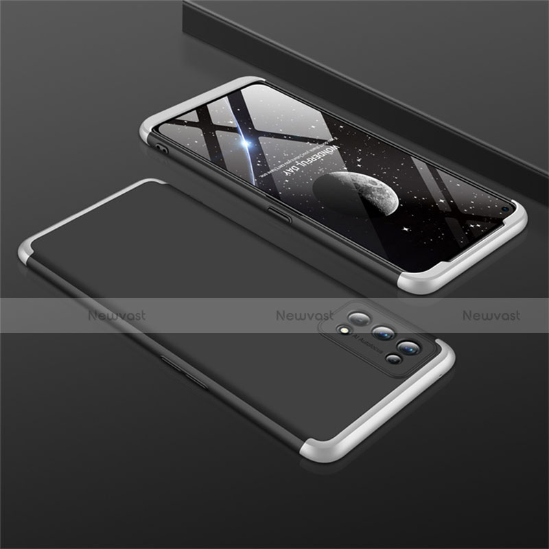 Hard Rigid Plastic Matte Finish Front and Back Cover Case 360 Degrees M01 for Realme 7 Pro Silver and Black