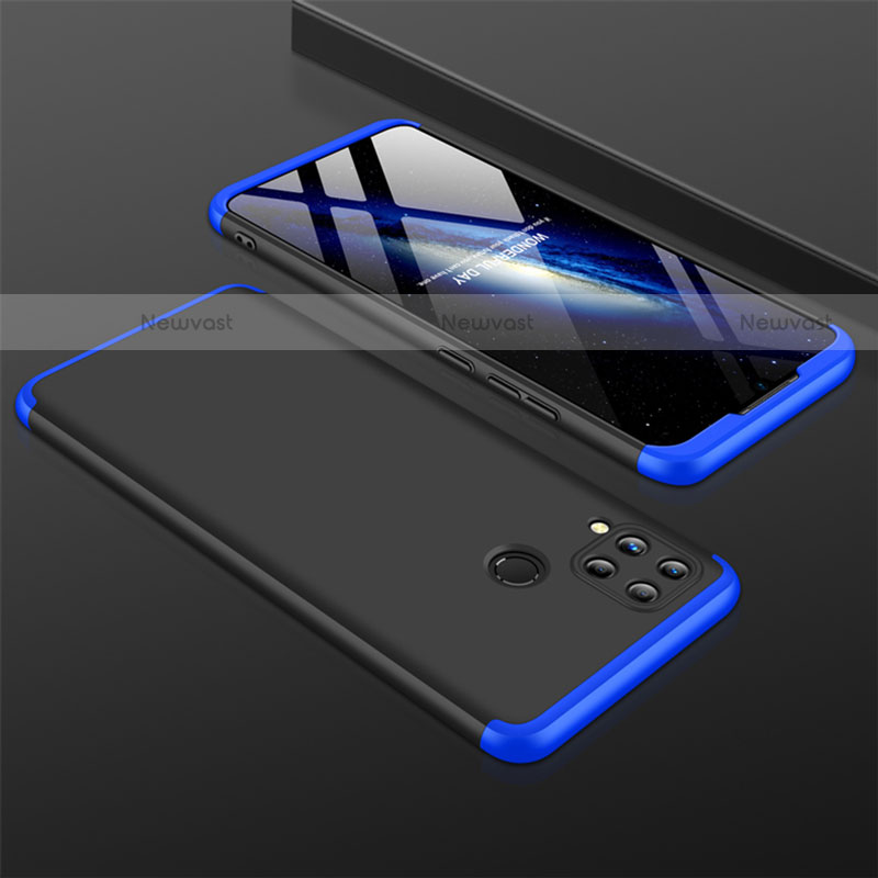Hard Rigid Plastic Matte Finish Front and Back Cover Case 360 Degrees M01 for Realme C15 Blue and Black