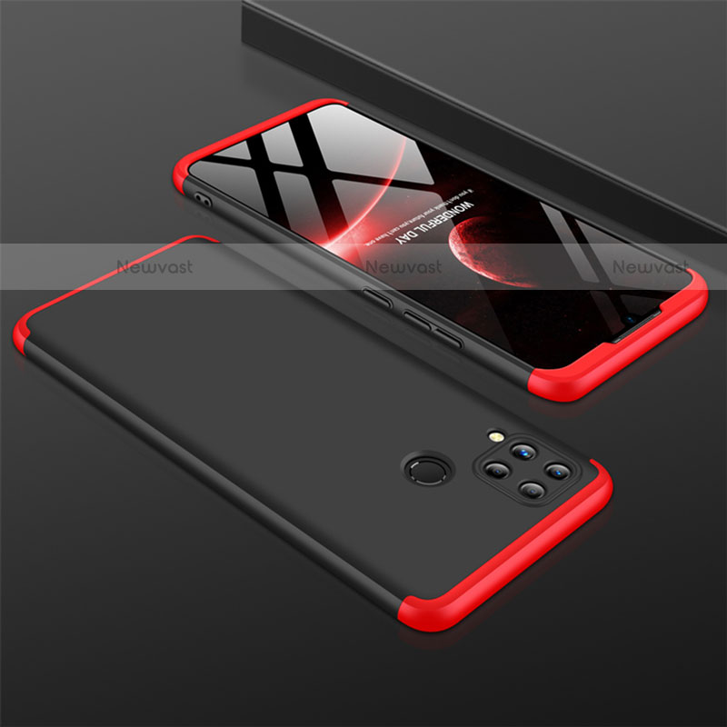 Hard Rigid Plastic Matte Finish Front and Back Cover Case 360 Degrees M01 for Realme C15 Red and Black