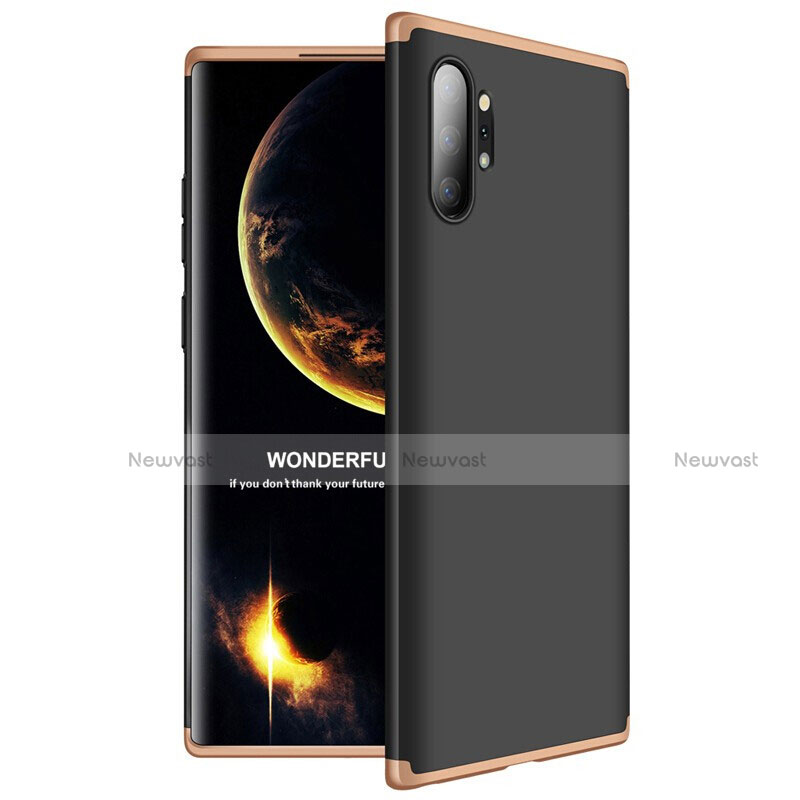 Hard Rigid Plastic Matte Finish Front and Back Cover Case 360 Degrees M01 for Samsung Galaxy Note 10 Plus 5G Gold and Black