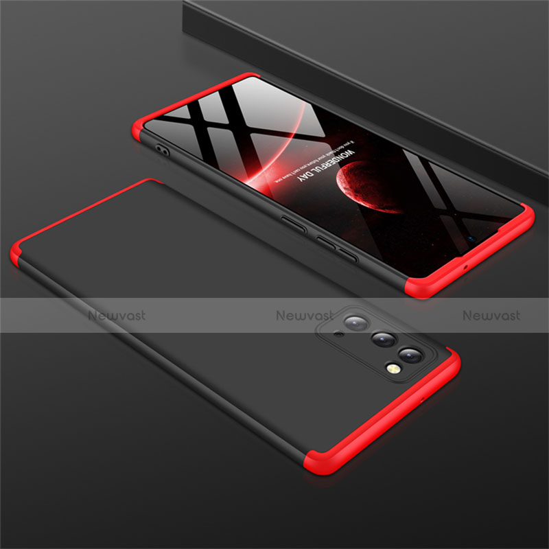 Hard Rigid Plastic Matte Finish Front and Back Cover Case 360 Degrees M01 for Samsung Galaxy Note 20 5G Red and Black