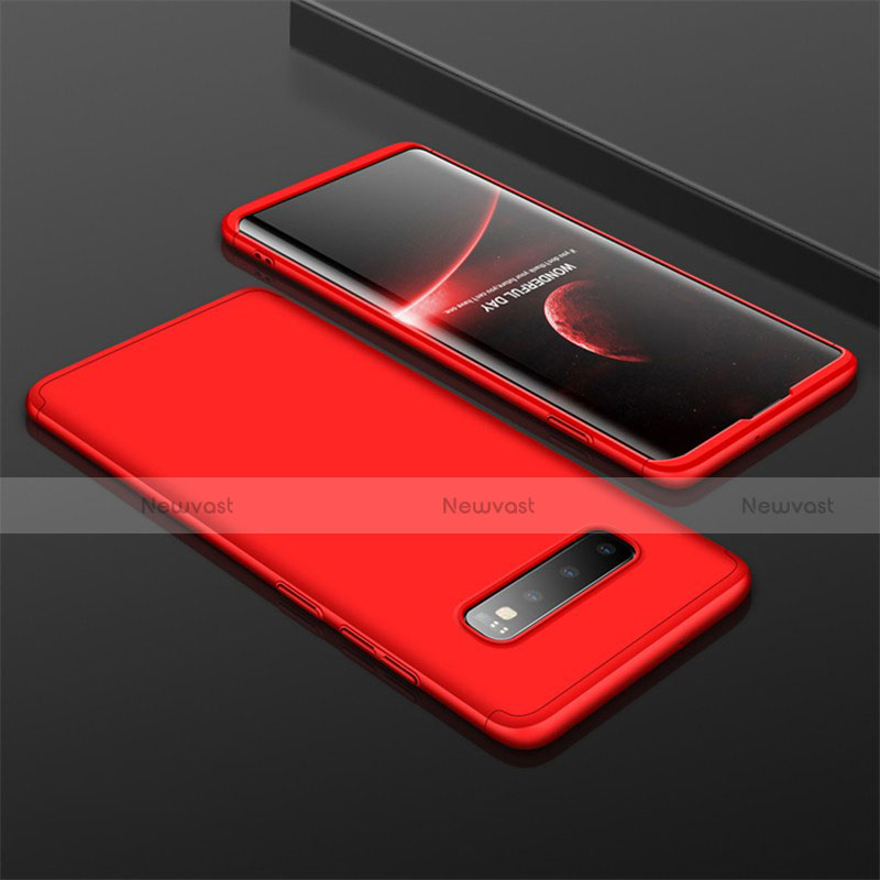 Hard Rigid Plastic Matte Finish Front and Back Cover Case 360 Degrees M01 for Samsung Galaxy S10 Plus Red
