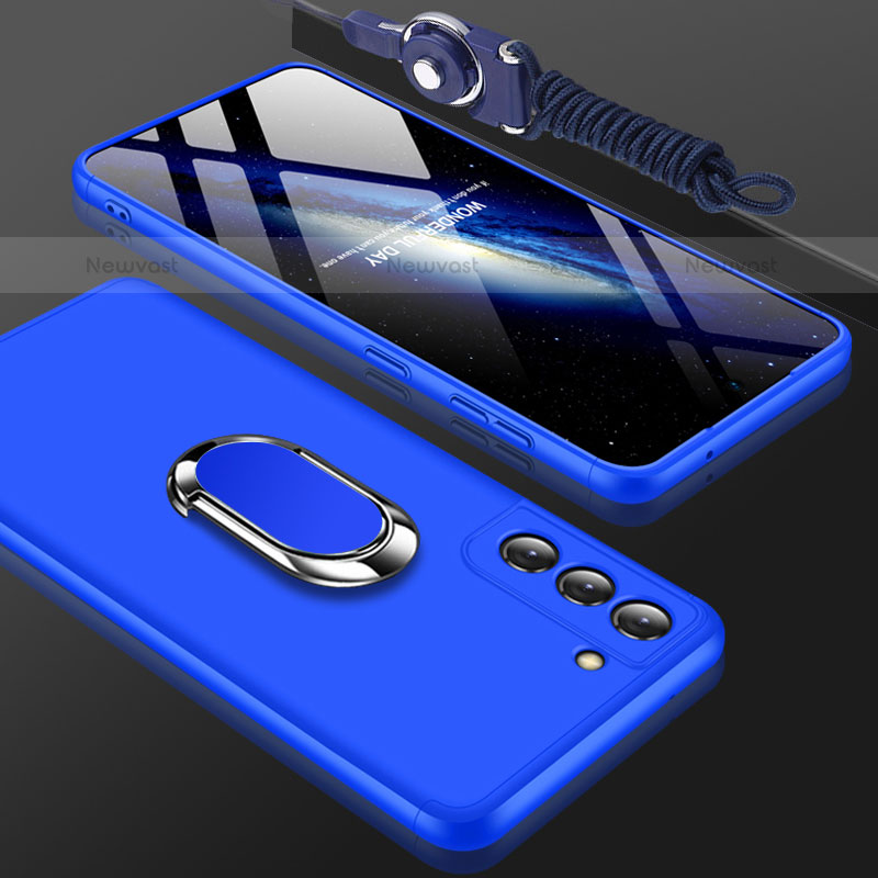 Hard Rigid Plastic Matte Finish Front and Back Cover Case 360 Degrees M01 for Samsung Galaxy S21 5G Blue