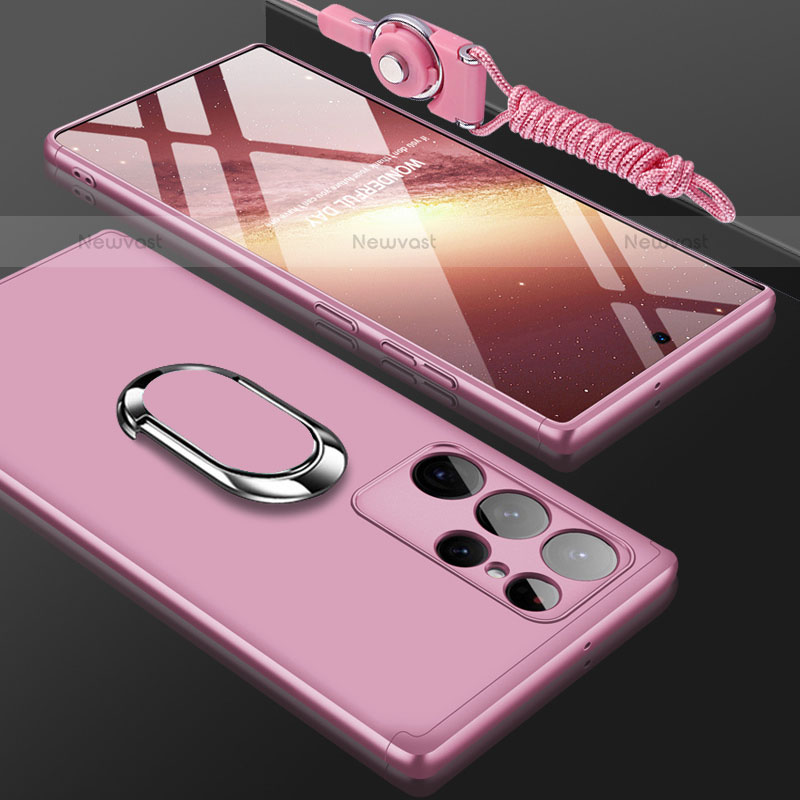 Hard Rigid Plastic Matte Finish Front and Back Cover Case 360 Degrees M01 for Samsung Galaxy S21 Ultra 5G Rose Gold