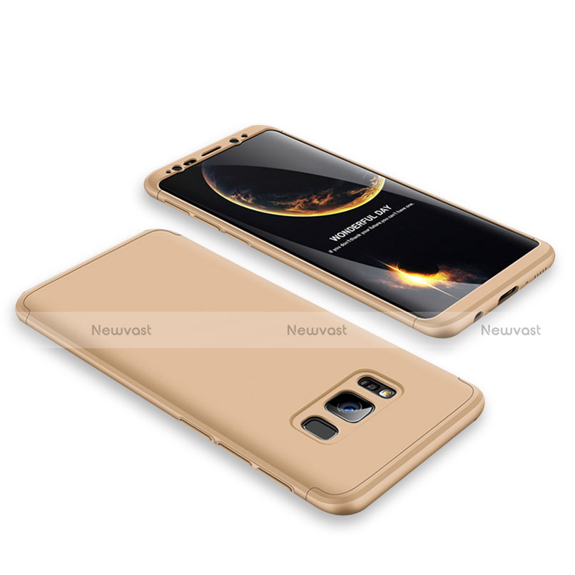 Hard Rigid Plastic Matte Finish Front and Back Cover Case 360 Degrees M01 for Samsung Galaxy S8 Plus Gold