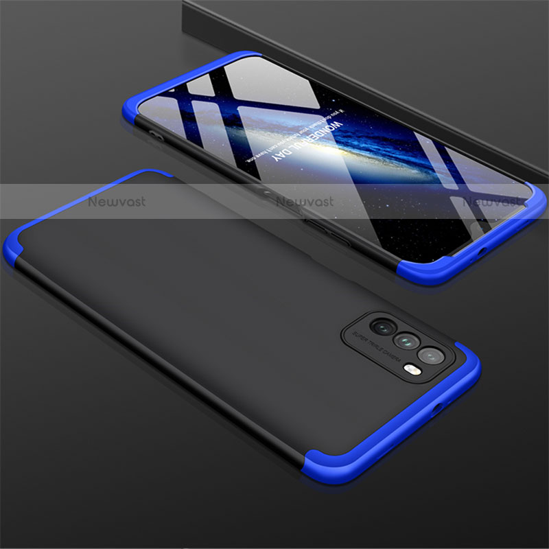 Hard Rigid Plastic Matte Finish Front and Back Cover Case 360 Degrees M01 for Xiaomi Poco M3 Blue and Black