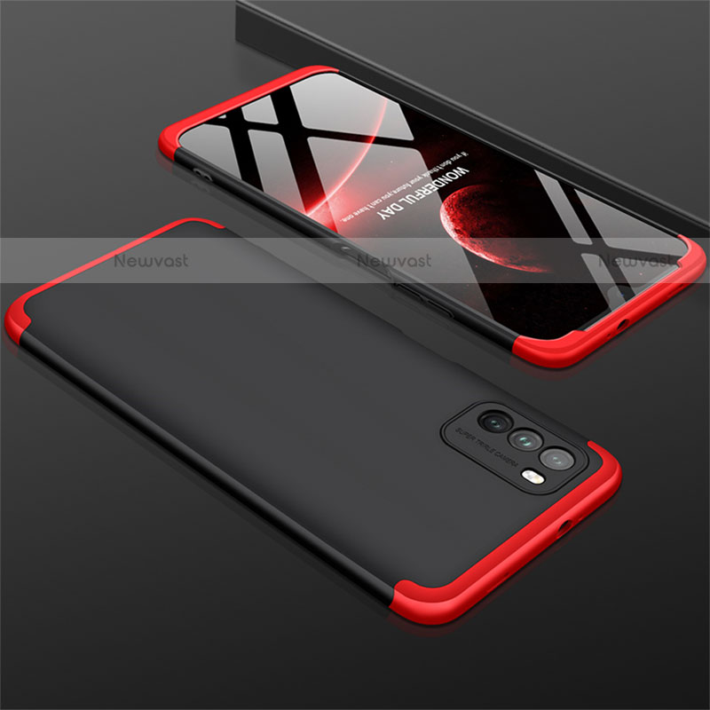 Hard Rigid Plastic Matte Finish Front and Back Cover Case 360 Degrees M01 for Xiaomi Poco M3 Red and Black