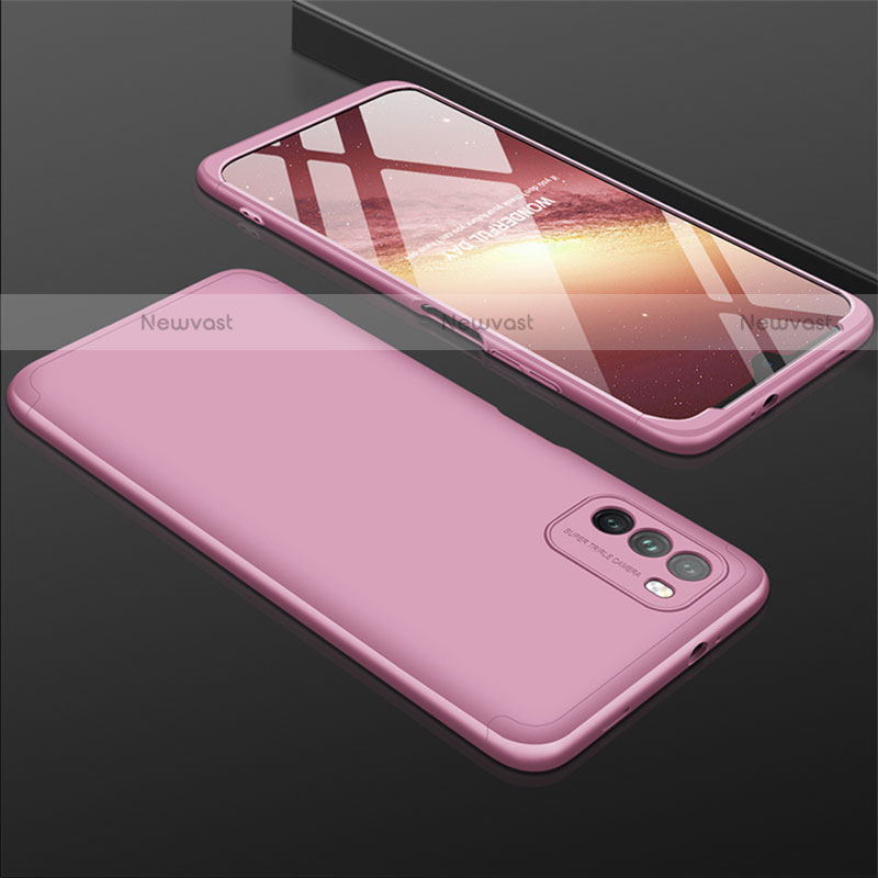 Hard Rigid Plastic Matte Finish Front and Back Cover Case 360 Degrees M01 for Xiaomi Poco M3 Rose Gold