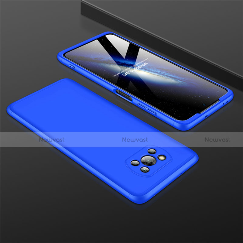 Hard Rigid Plastic Matte Finish Front and Back Cover Case 360 Degrees M01 for Xiaomi Poco X3 NFC Blue
